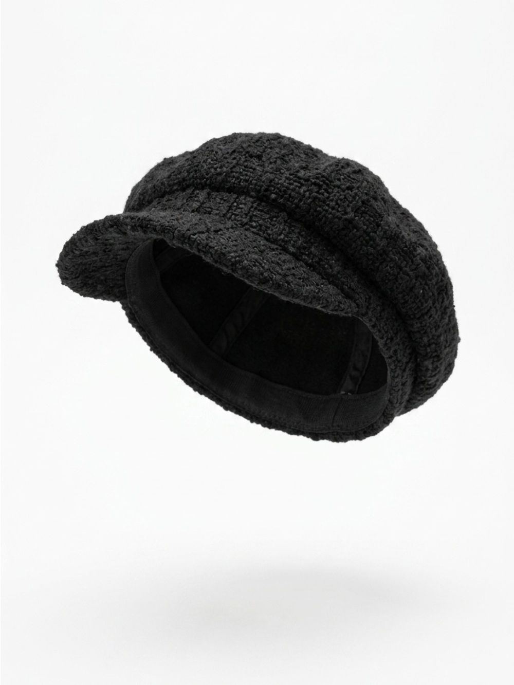 Classic Black Tweed Baker Boy Hat